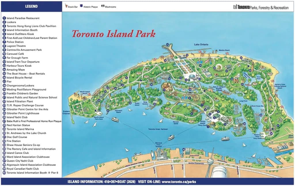 Map of the Toronto Islands